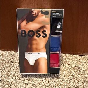 HUGO BOSS NIB MINI BREIFS. 3pack. RED BLUE AND BLACK.